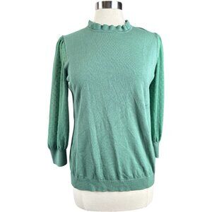 Adrianna Papell Sweater Women XL Pullover green office career holiday dots sheer